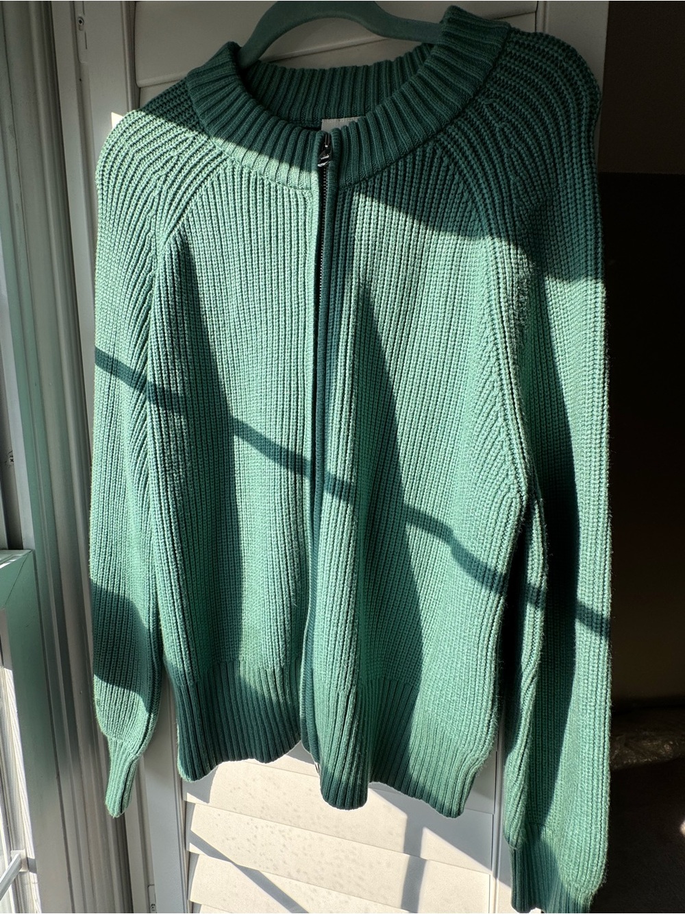 Varley Milo Sage Green Ribbed Zip Cardigan size Med Anthropologie deep sea new - Picture 7 of 10
